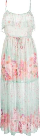 Twinset Bedrukte Sterren Bloemen Jurk - Dames - Casual kleedjes - Veelkleurig - L - Leer - Kleedjes