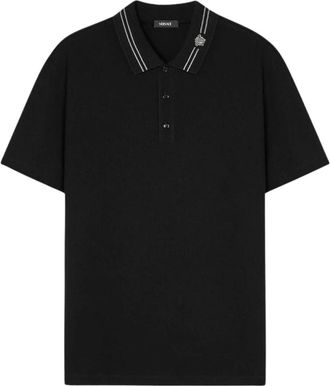 Versace Medusa Detail Poloshirt - Heren - Polos - Zwart - XL - Katoen - Tops