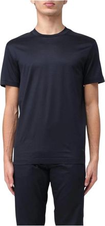 Emporio Armani Tops, Heren, Blauw, S, Leer, T-Shirt Slim Fit