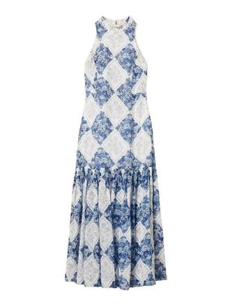 Twinset Floral Print Long Dress With Pleated Details