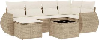 vidaXL Vidaxl - Set Sof&aacute;s De Jard&iacute;n 7 Piezas Y Cojines Rat&aacute;n Sint&eacute;tico Beige