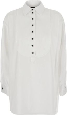 Emporio Armani Katoenen blouse met lange mouwen en kraag - Dames - Blouses - Wit - S - Katoen - Overhemden