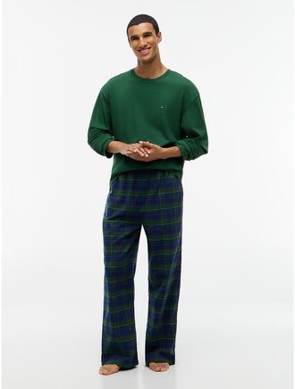 Tommy Hilfiger Mens T-Shirt & Plaid Flannel Pant Sleep Set - Deep Evergreen/Bufflo Check - XL