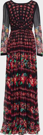Saloni Blythe Printed Long-Sleeve Dress
