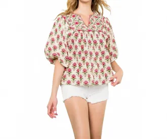 THML Clothing Willow Blouse In Pink Multi