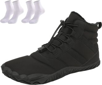 Generic Waterproof Snow Boots for Women | Non-Slip Fur Lined Mid Calf Sneakers | Lightweight Ankle Booties for Cold Weather Hiking(Black,12.5 Women/11.5 Men)