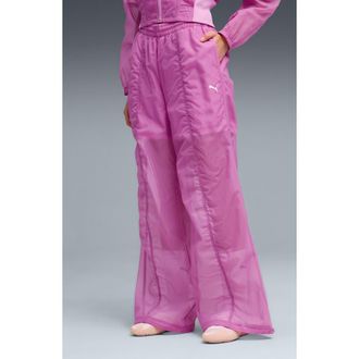 Puma Dare To Nylon Ripstop Wide Leg Track Pants in Mauve Pop at Nordstrom, Size X-Small