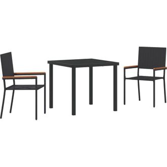vidaXL Conjunto De Comedor De Jard&iacute;n 3 Pcs Negro Polirat&aacute;n Vidaxl