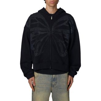 Good For Nothing Boxy-Fit Zipped Silhouette Hoodie in Black at Nordstrom, Size Xx-Large Uk