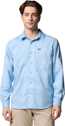 Columbia Mens Silver Ridge Utility Lite Plaid Long Sleeve, Ripple Blue Large Blur Check, Large