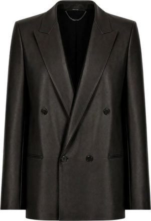 Gucci Jassen, Dames, Zwart, S, Leer, Zachte Nappa Dubbelzijdige Jas