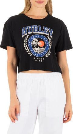 Hurley Academy Graphic Boxy Crop T-Shirt in Black at Nordstrom, Size X-Small