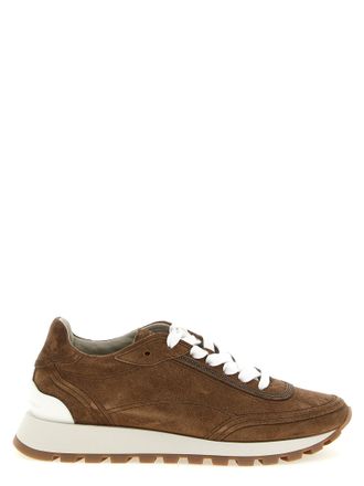 Brunello Cucinelli Brown Calfskin Low Top Womens Sneakers