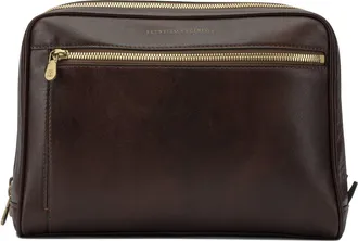Brunello Cucinelli Leather Beauty Case Pouch Bordeaux-Uomo
