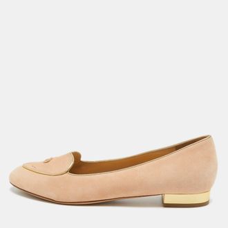 Charlotte Olympia Pink Suede Cancer Smoking Slippers