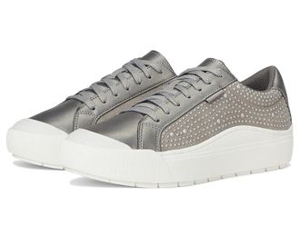 Dr. Scholls Time Lace-Up Shoes Womens Flat Shoes Pewter Metallic Pearls : 9.5 M, Faux Leather