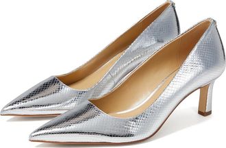Michael Kors Amara Kitten Pump High Womens Heels Silver : 7 M, Leather/Rubber