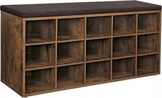 Songmics Songmics - Vasagle Banco Zapatero, Mueble Zapatero, Banco Recibidor Con 15 Compartimentos Y Asiento Acolchado, Estanter&iacute;a Almacenaje, Capacidad Hasta 