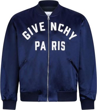 Givenchy Bomber Jackets, male, Blue, Size: M Paris Zipped Blouson in Satin