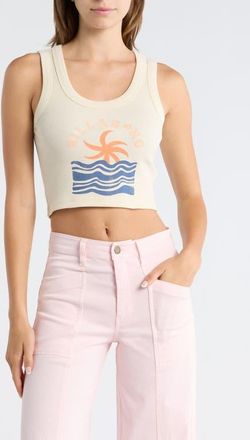 Billabong It Takes You Graphic Stretch Cotton Rib Tank in White Cap at Nordstrom, Size Large