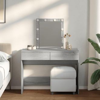 Berkfield Home Dressing Table with LED Grey Sonoma 100x40x130 cm | Size: 100 x 40 x 130 cm