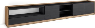 Skraut Home Skraut Home - Mueble Tv, Televisi&oacute;n, 310x37x50cm, Para Tv Hasta 80, Negro Y Roble