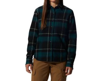 Mountain Hardwear Plusher Long Sleeve Shirt In Dark Marsh Tartan Plaid