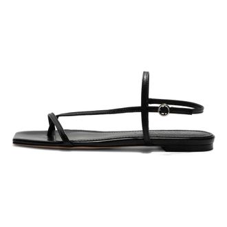 Aeyde Flat Sandals, female, Black, Size: 11 US Ella Nappa