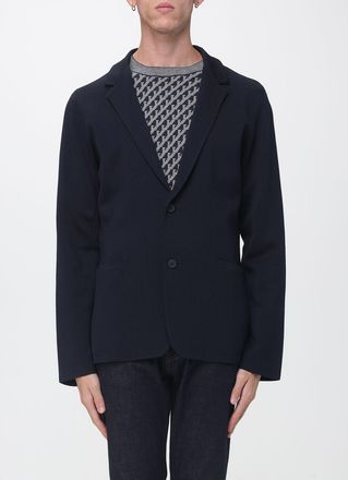 Emporio Armani Blazer monopetto in misto viscosa con tasche a toppa