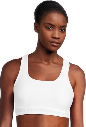 Under Armour Crossback Mid Impact Bra Womens Lingerie White/Halo Gray : LG (US 12-14), Polyester/Elastane