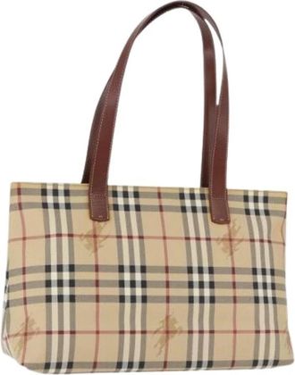 Burberry Pre-owned Vintage Tote Bag - Dames - Vintage Shopper - Beige - ONE Size - Leer - Vintage