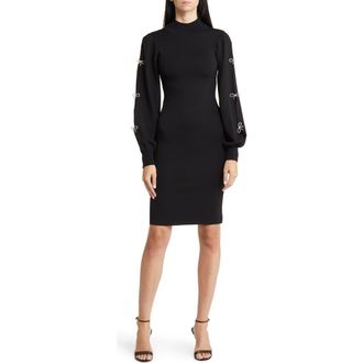 Eliza J Long Sleeve Sweater Dress in Black at Nordstrom Rack, Size X-Small