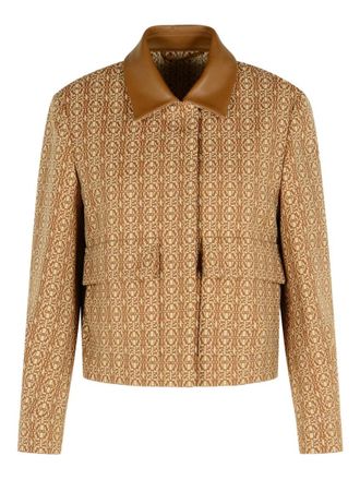 Max Mara Brown Geometric Shirt Collar Jacket