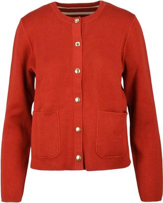 Tommy Hilfiger Red Reversible Crewneck Cardigan