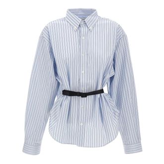 Vaquera Camisa abotonada con cintur&oacute;n - Blouses & Shirts - Mujer - Azul - XS