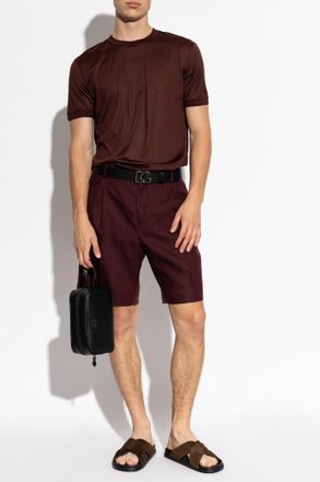 Dolce & Gabbana Silk T-shirt With Logo Patch, Mens, Burgundy