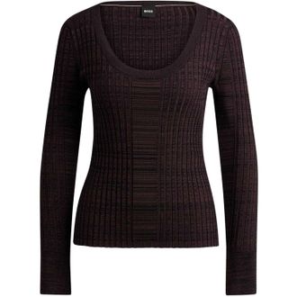 HUGO BOSS Dames-trui met ronde hals van viscose (Bruin)