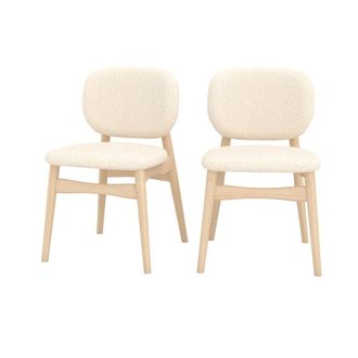 Rendez-Vous D&eacute;co Lote de 2 sillas de tejido boucl&eacute; beige
