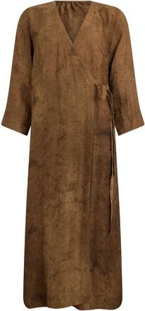 Uma Wang Anthea Jurk - Dames - Wikkelkleedje - Bruin - M - Rayon - Kleedjes
