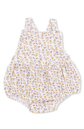 Angel Dear Yellow Country Roses Organic Cotton Muslin Romper in Cream Yellow at Nordstrom, Size 6-12M