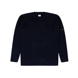 C.P. Company Round-neck Knitwear, male, Blue, Size: 2XL Crewneck Lens Sweater