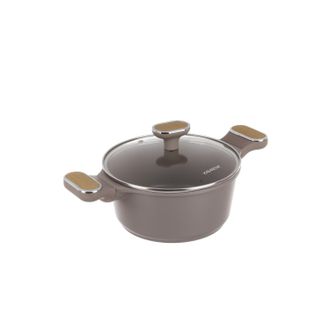 KASANOVA Casseruola antiaderente 20 cm Taupe con coperchio