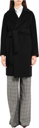 Max Mara Enkelrijige jassen - Dames - Jas met riem - Zwart - S - Wol - Jassen