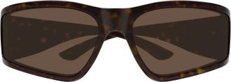 Balenciaga rectangle logo-detail sunglasses - Brown