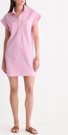 Vineyard Vines Margo Stripe Stretch Cotton Poplin Shirtdress in Stripe Bahama Breeze at Nordstrom, Size X-Large