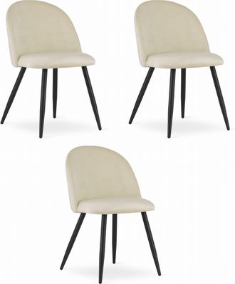 OEM Silla Bello - Terciopelo Beige / Patas Negras X 3