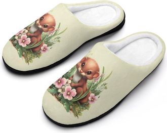 Generic Weasel Flowers Mens Slippers Comfortable And Non-slip Cotton Slipper Shoe for House
