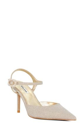 Dune London Channel Ankle Strap Pointed Toe Pump in Gold at Nordstrom, Size 8.5Us