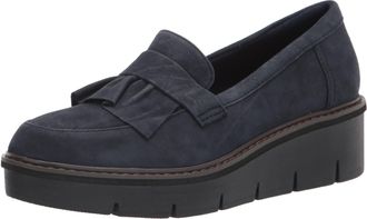 Clarks Womens Airabell Slip Loafer, Navy Suede, 3 UK