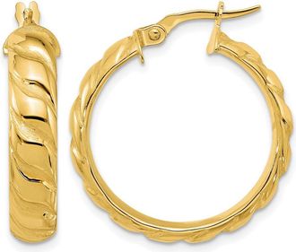 Diamond2Deal 14k Yellow Gold Twisted Round Hoop Earrings
